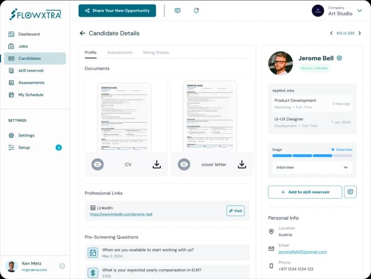 Flowxtra – Applicant Overview Recruitment Hub Applicant Overview - All-in-One Recruitment Hub - Flowxtra