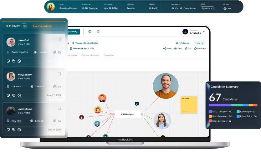 View candidate CVs inside free AI recruiting system