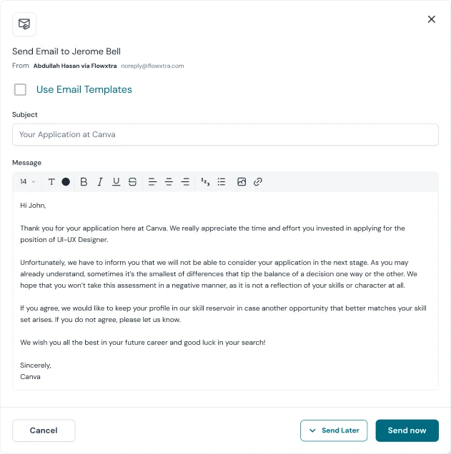 Einstellungs-E-Mail-Vorlage