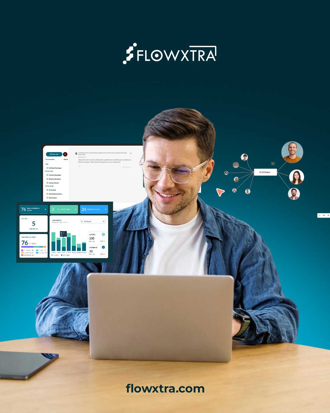 Illustration of a modern ATS software interface used for streamlining recruitment and hiring processes